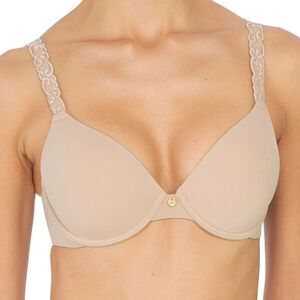 Natori Pure Luxe Nude Bra Tan Underwire Custom Coverage Contour Café Size 32G